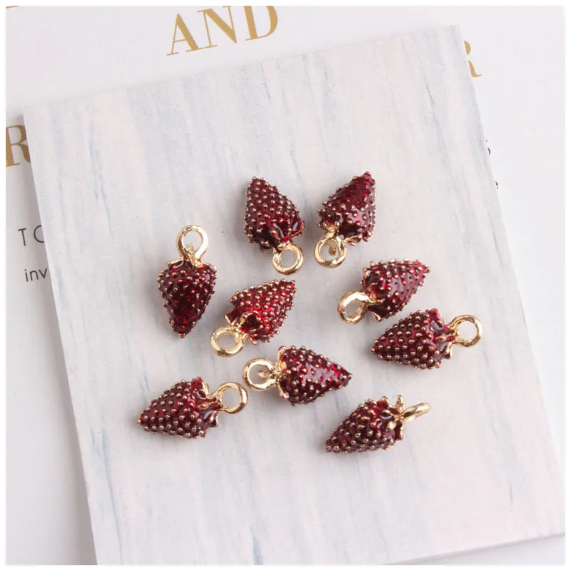 New YZ290 10 Pieces of 8*16mm Oil Drop Berry Fruit Enamel Charms - Perfect for Bracelet DIY, Gold Metal Pendant Earring, and Jewelry Accessories image 5