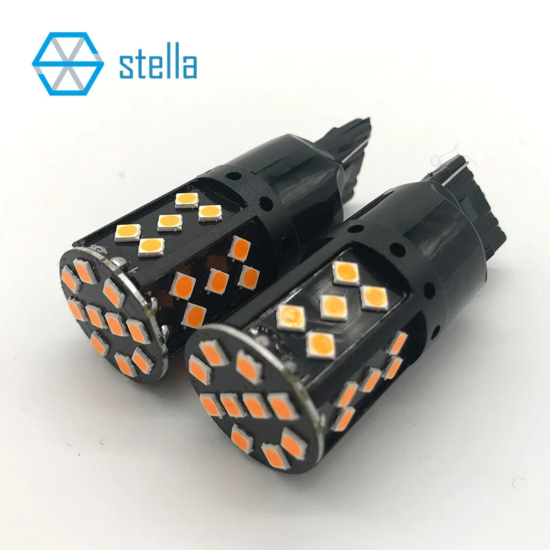 Стелла 2шт T20/7440/W21W 100% Canbus Светодиодная Лампочка для авто Янтарная лампа
