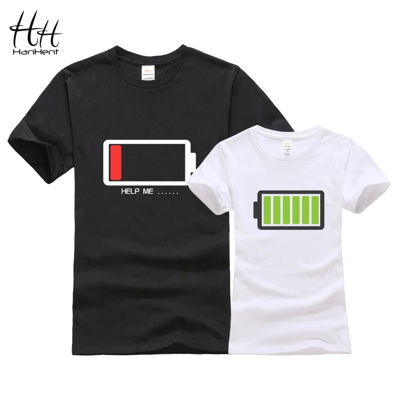HanHent дизайн батареи парные футболки 3D сестры модные мужские из хлопка Женская