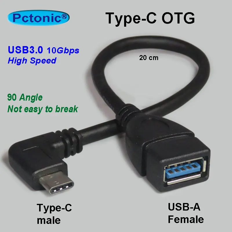 PCTONIC Type C OTG к USB гнездовой адаптер USB3.0 90 градусов прямоугольный изгиб локтя