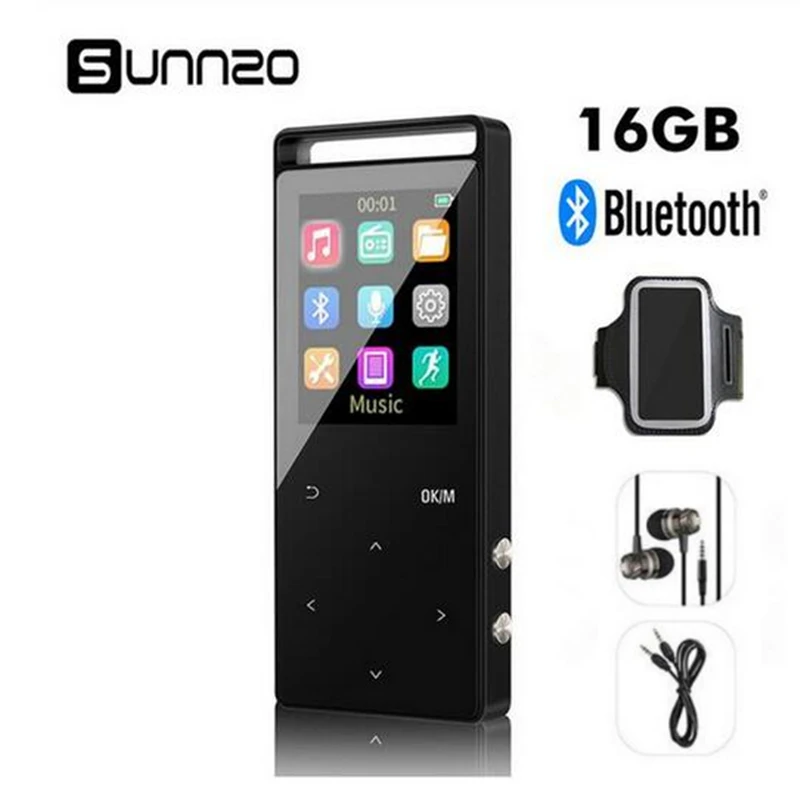 16 ГБ MP3 плеер Bluetooth HiFi Цифровой MP3 музыкальный плеер без потерь мини Портативный Reproductor MP3 Car Audio FM радио шагомер - Цвет: Черный