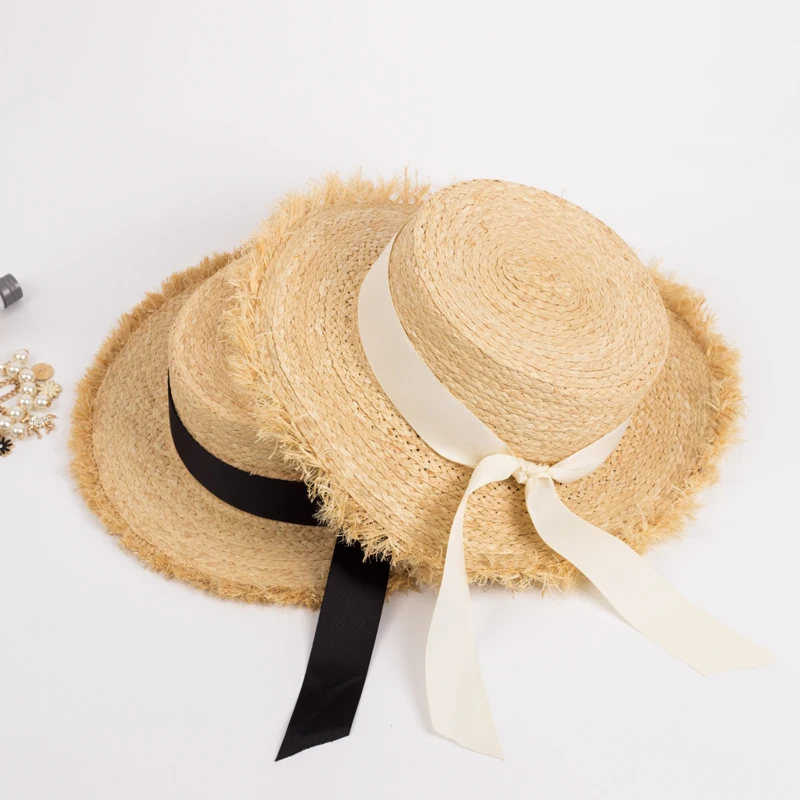 Шляпа из 100% натуральной рафии с бантом летняя|sunscreen hats|straw hats womenstraw hat |