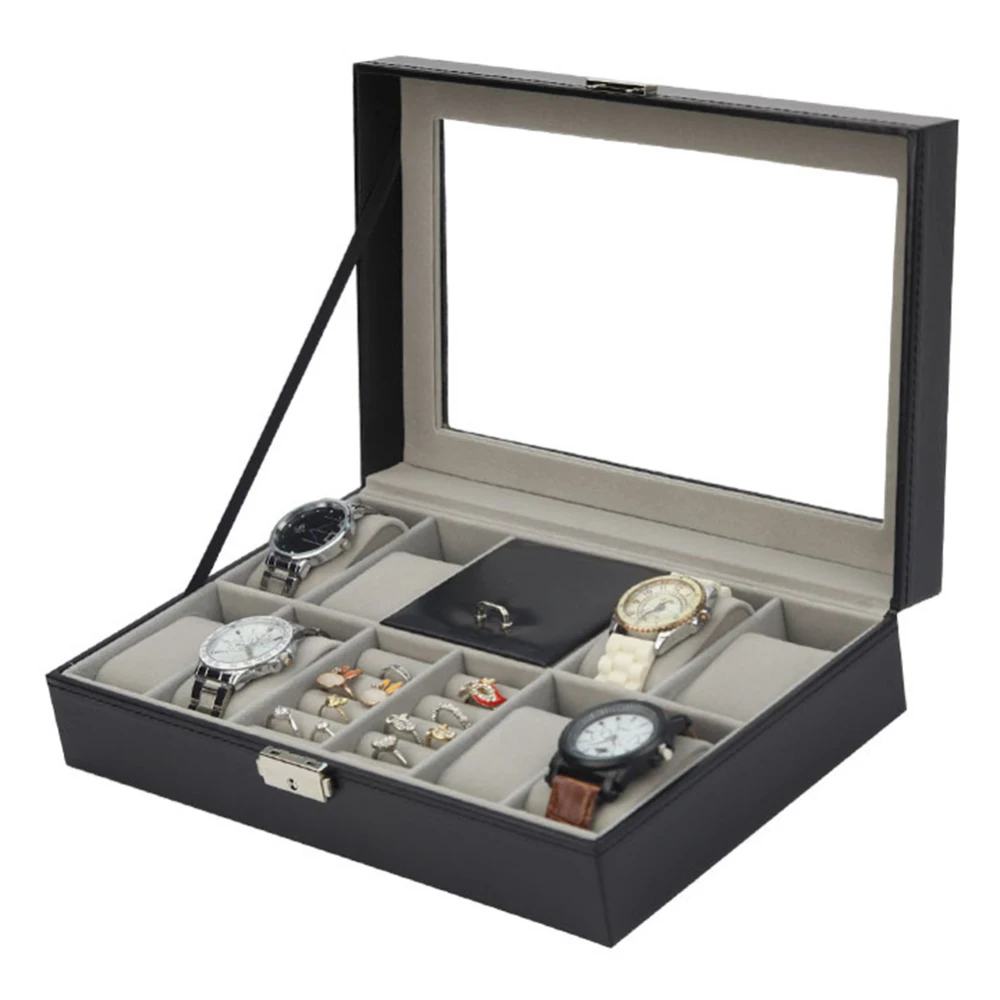 

PU Leather 8 Grids Wristwatch Box Holder Watch Box Watches Display Case Rectangle Jewelry Storage Boxes