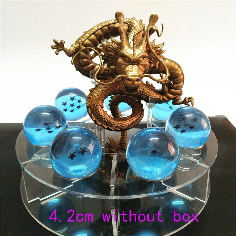 4.2cm opp blue Dragon ball Z фигурка Shenron Shenlong Dragon ball фигурки дракона+ 7 хрустальных Драконовых шаров 4,2 см+ 1 полка brinquedos - Цвет: 4.2cm opp blue
