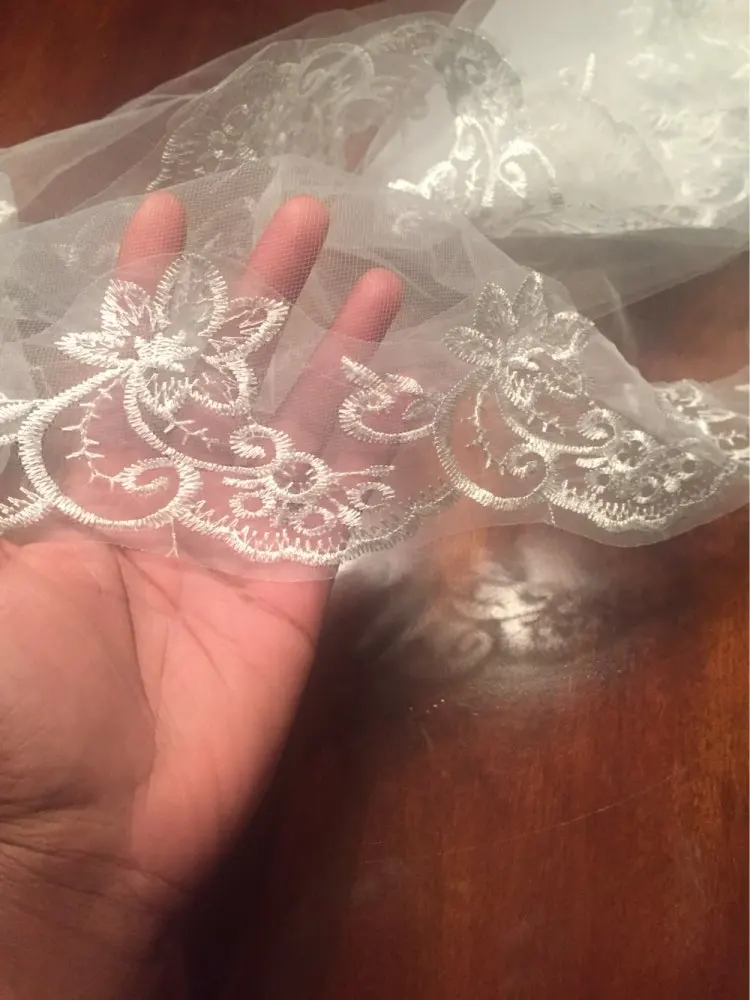 Фата свадебная Однослойная белая без гребня с кружевными краями|bridal veil|wedding