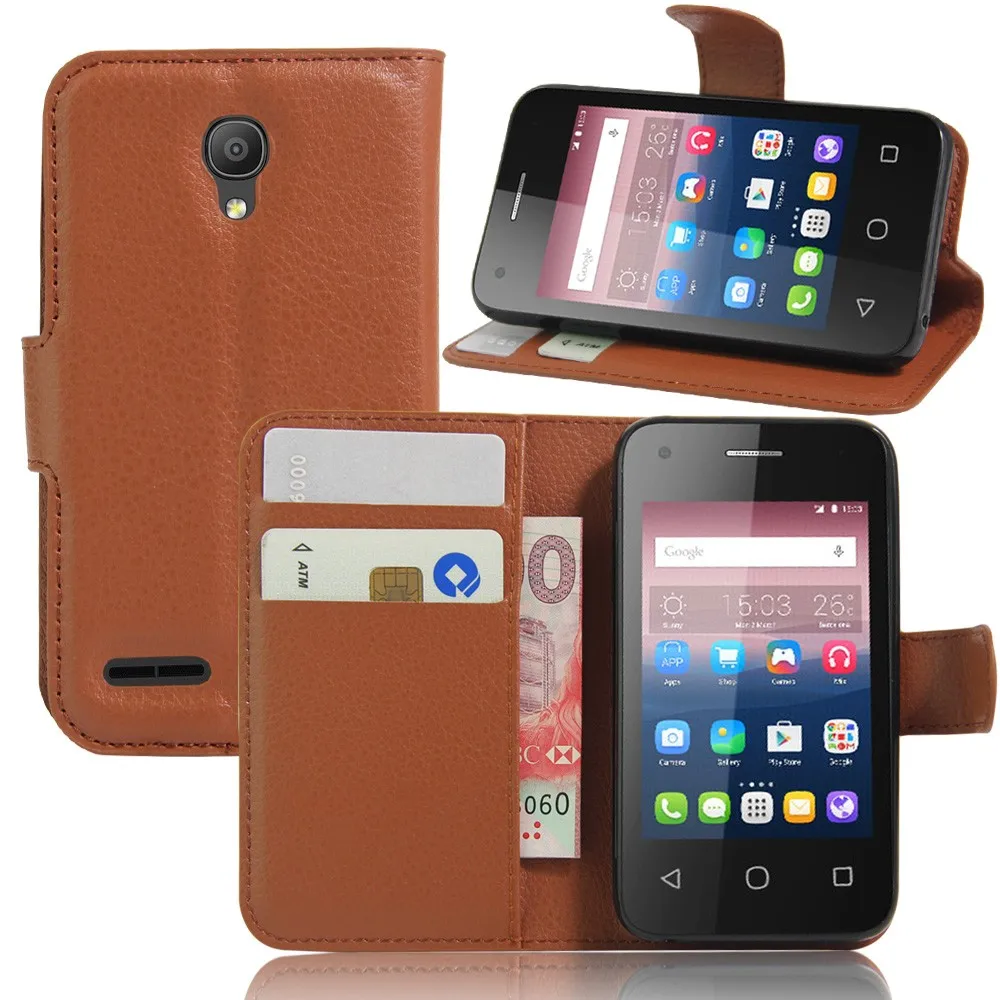 Модный кожаный чехол-книжка с личи для Alcatel OneTouch Pixi 4 (3 5 дюйма) чехол функцией