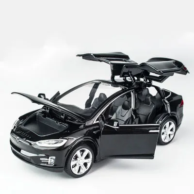 KIDAMI 1:32 Tesla брелок для автомобильных ключей, отступить литья под давлением модель автомобиля игрушка со звуком светильник Подарочные игрушки для детей автомобили escala siku - Цвет: Черный