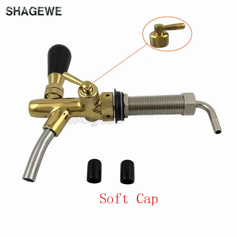 

Adjustable Beer Tap Faucet Flow Control Faucet with 100mm Shank Tap Kit Chrome Plating Homebrew Draft Kegerator + 2pcs Tap Cap