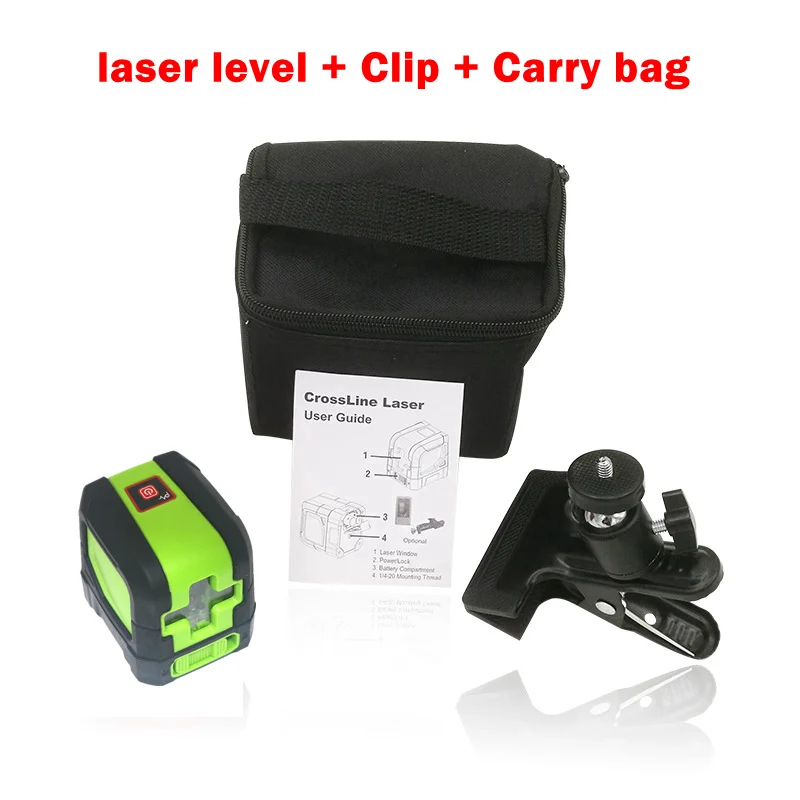 laser level.Clip.bag Мини-самонивелирующийся лазерный уровень вертикальные и горизонтальные Лазерные уровни красный зеленый 2 перекрестная Лазерная линия с кронштейном универсальный зажим - Цвет: laser level.Clip.bag