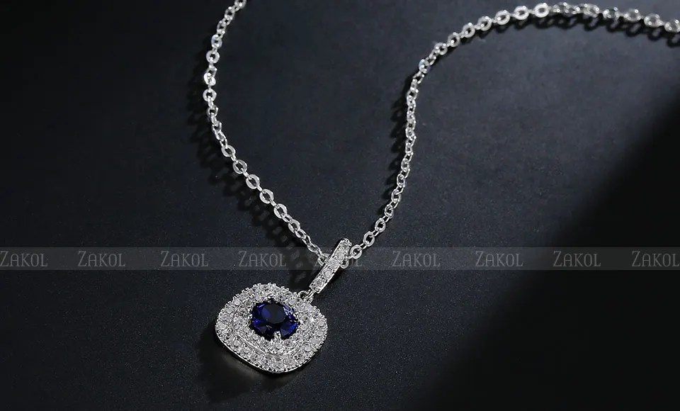 ZAKOL Classic White Color Square Shape Zirconia Crystal Earrings Necklace Set For Women Trendy Bridal Wedding Jewelry FSSP262