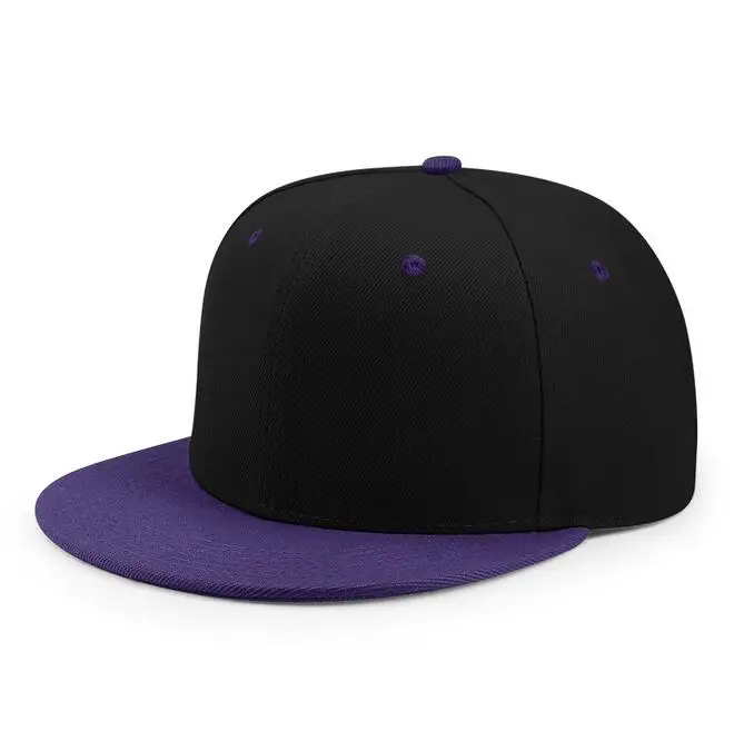 purple black С фабрики бейсбольная кепка Embroidey дети/Дети кепки в стиле хип-хоп Плоские полями Лоскутная бейсбольная кепка с индивидуальным логотипом взрослые солнцезащитные шапки для мальчика - Цвет: purple black