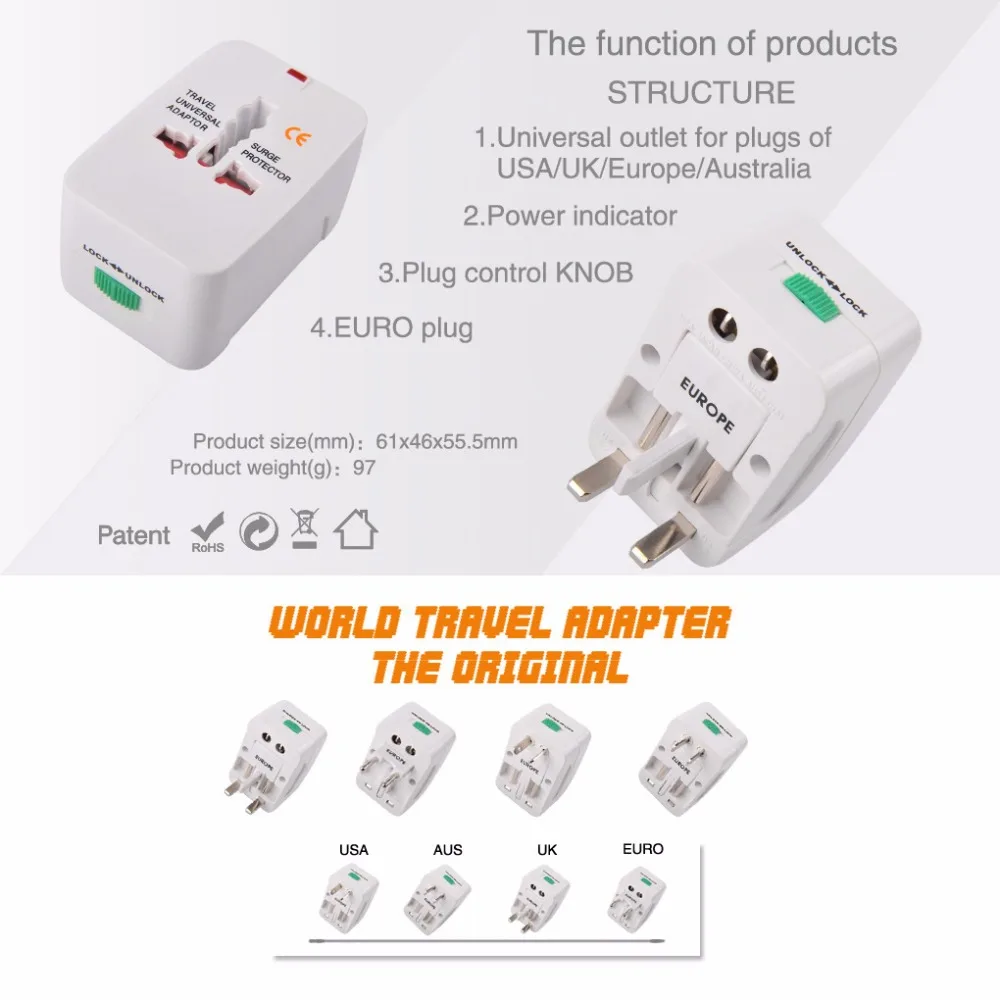 Vrme Travel Adapter AC Power Universal Converter Electrical Plug Socket US UK EU AU Interional | Электроника