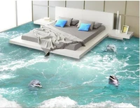 3d pvc flooring wallpaper custom waterproof self adhesion the waves a dolphin painting 3d wall murals wallpaper for walls 3 d