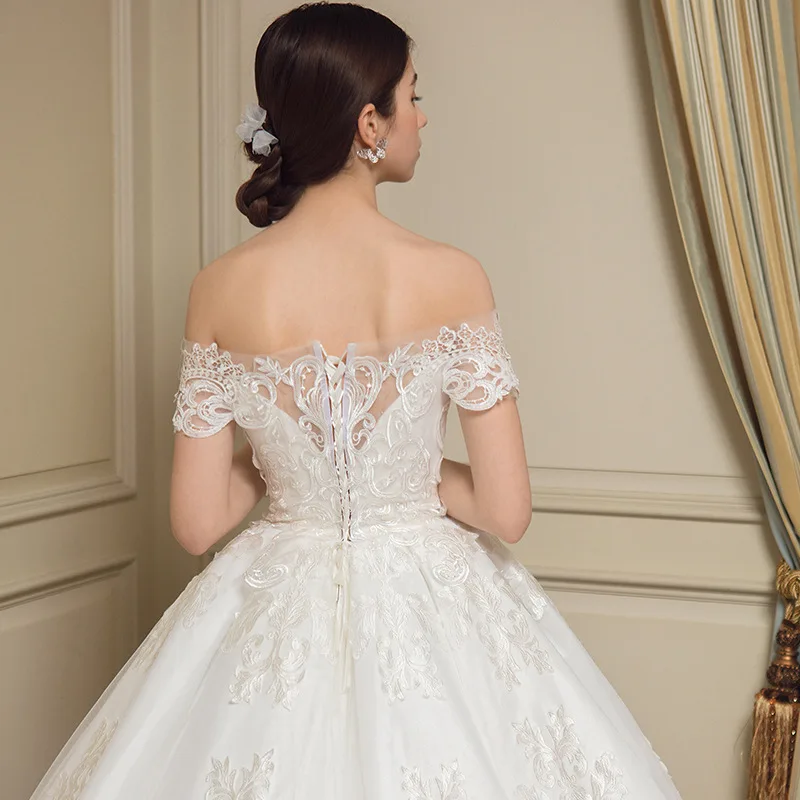Бальное платье принцессы свадебные платья 2019 кружевное невесты с аппликацией и