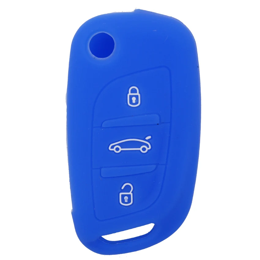 Blue Для Citroen C2 C3 C4 C5 C4L Xsara Picasso Berlingo DS3 DS4 DS5 DS6 CX3 CX-3 силикон 3 кнопки дистанционного ключа автомобиля чехол - Название цвета: Blue