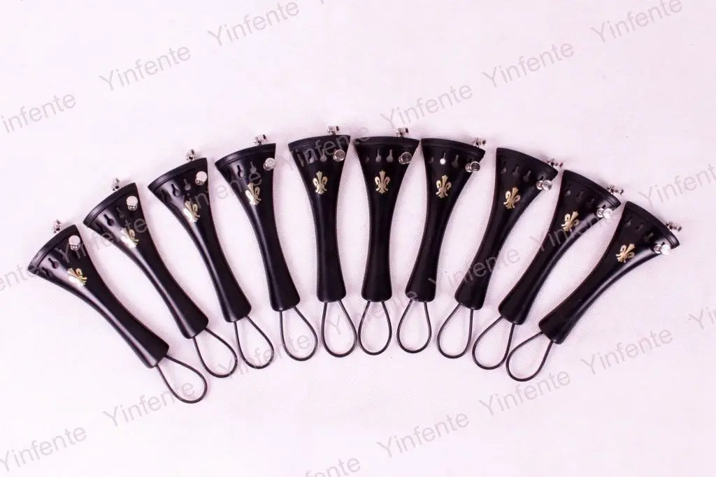 

4/4 Violin Parts 10 pcs Black Ebony Violin Tailpiece+Fine Tuner+tail gut #AC32