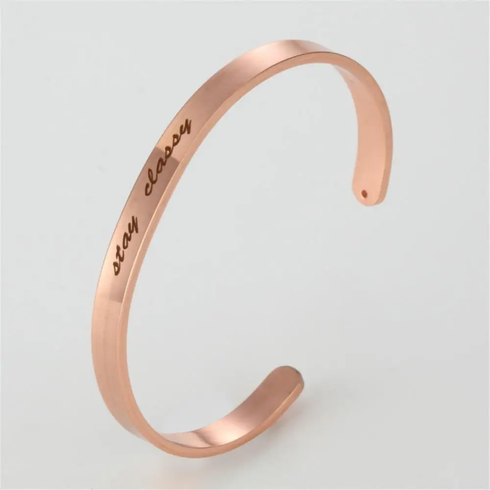B Rose Gold Модные браслеты очаровательный открытый жесткий браслет ювелирные изделия подарок для женщин леди украшения - Окраска металла: B Rose Gold