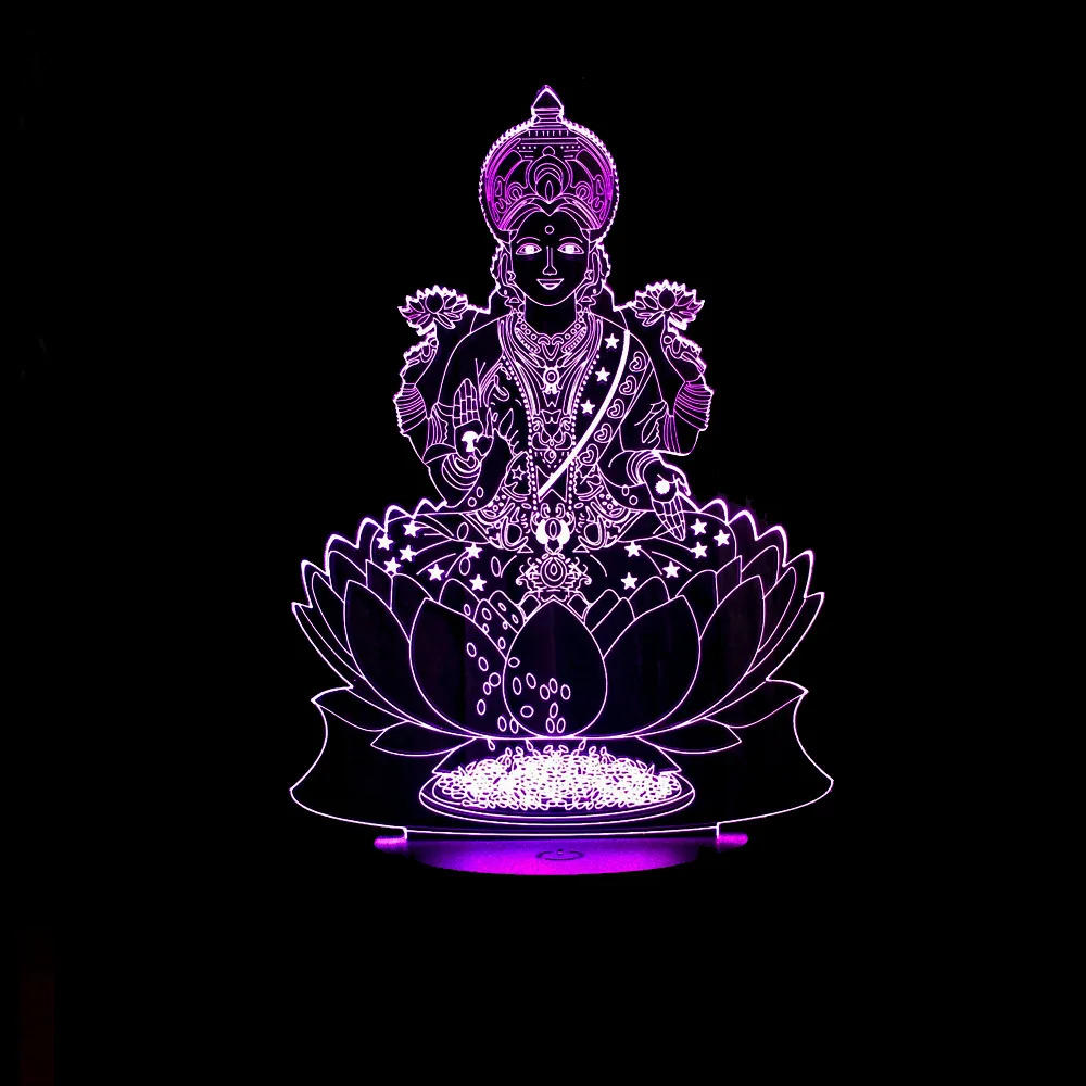3D ночсветильник в форме бога богатства из Индии лампа с USB акриловая креативная - Фото №1