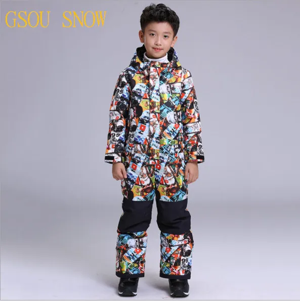 

Детский лыжный костюм GSOU, уличная одежда для маленьких мальчиков и девочек, куртка с капюшоном и облегающие штаны, детский зимний теплый спо...