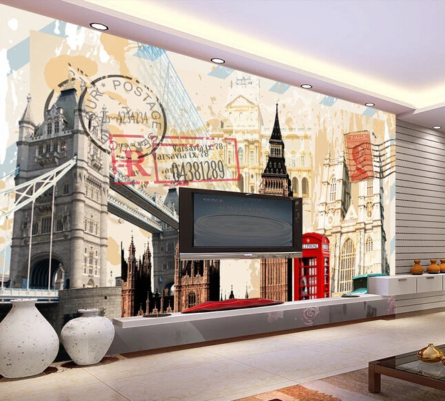 

Custom 3D wallpaper, European style architectural retro canvas for the living room bedroom background wall vinyl papel de parede