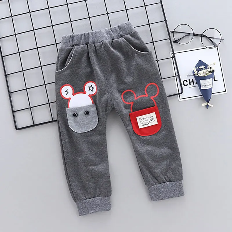 P8860-shu-gray Детские штаны модные От 1 до 4 лет штаны с рисунком для маленьких мальчиков и девочек одежда для детей длинные брюки для мальчиков спортивные штаны Весна-Осень - Цвет: P8860-shu-gray