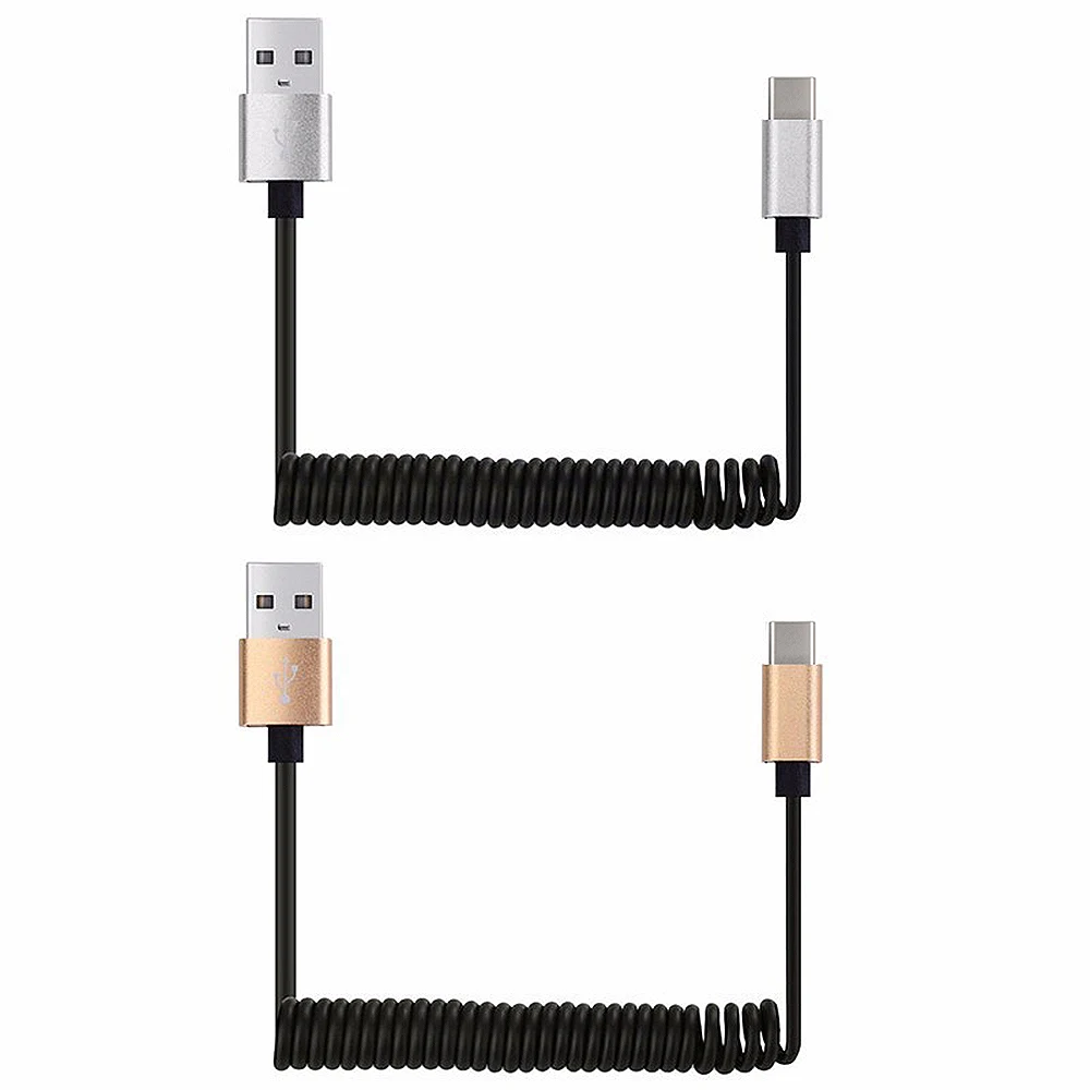Новый спиральный пружинный USB кабель типа C для синхронизации данных и зарядки