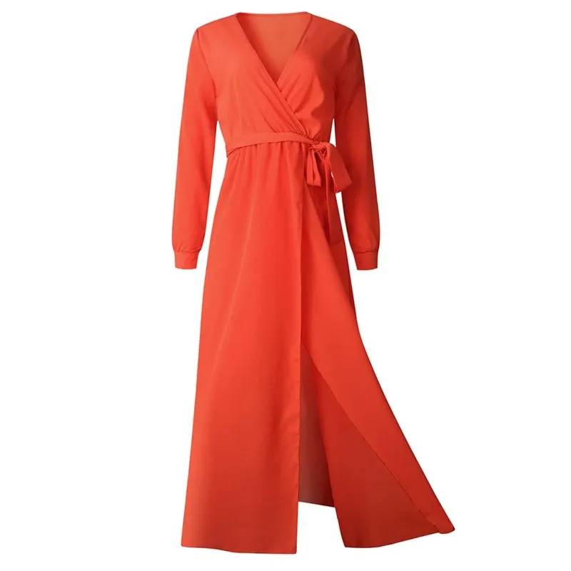 Женское длинное платье модное сексуальное v образный вырез длинный рукав рубашка