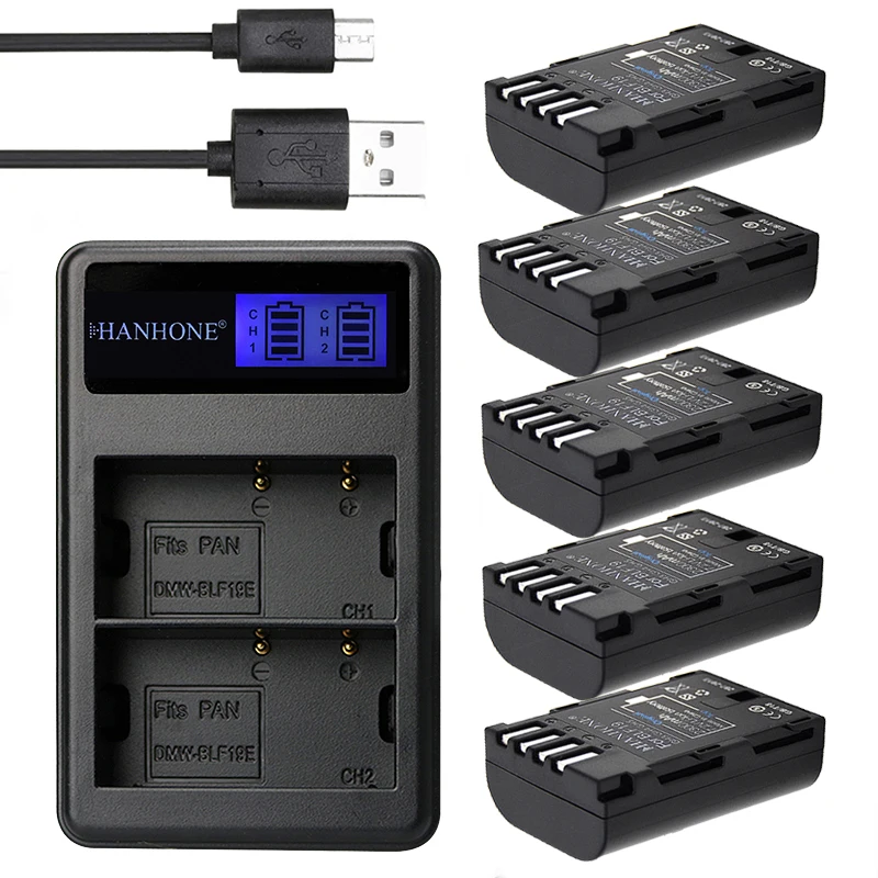 5 шт. 2300 мАч DMW-BLF19PP DMW BLF19 BLF19E DMW-BLF19e DMW-BLF19 батарея + LCD двойное зарядное устройство USB