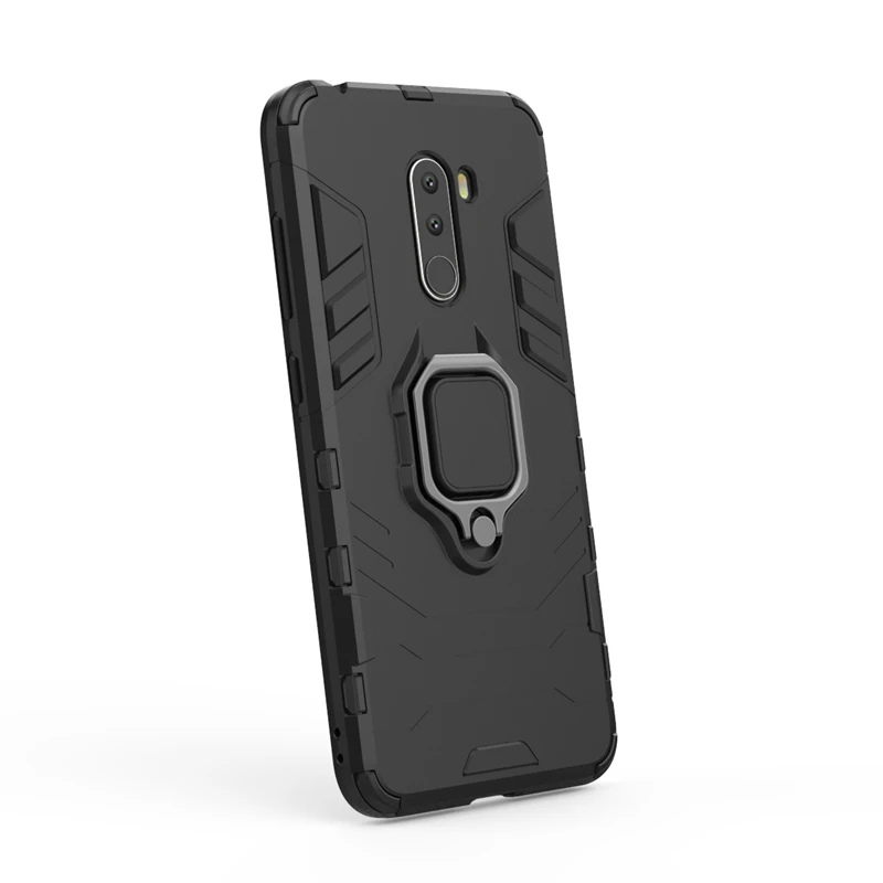 For Xiaomi Pocophone F1 Holder Ring Case Shockproof Cover Poco Stand Armor Protective Casing Cases |