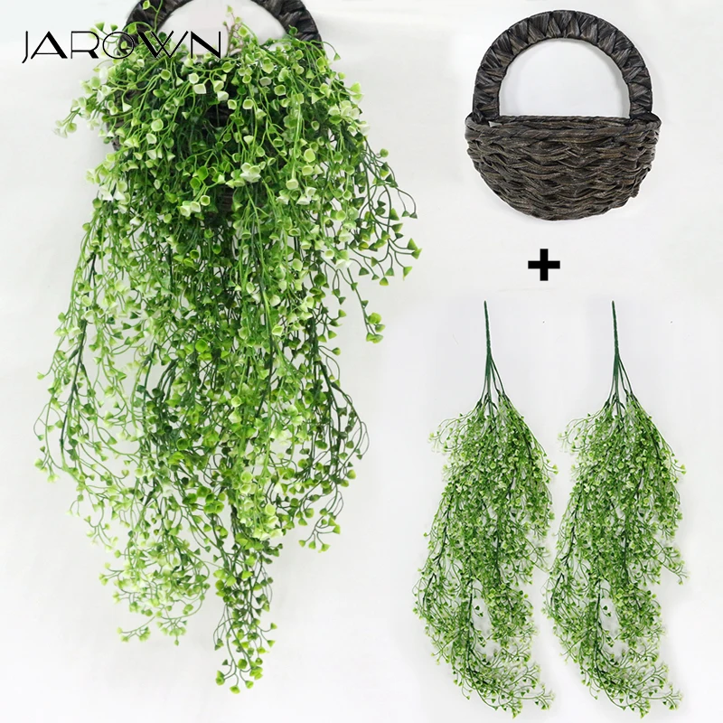 

JAROWN Artificial Plastic Plants Fake Vine Flowers + Wall Hanging Basket For Wedding Decorations Home Garden Decor Fleur