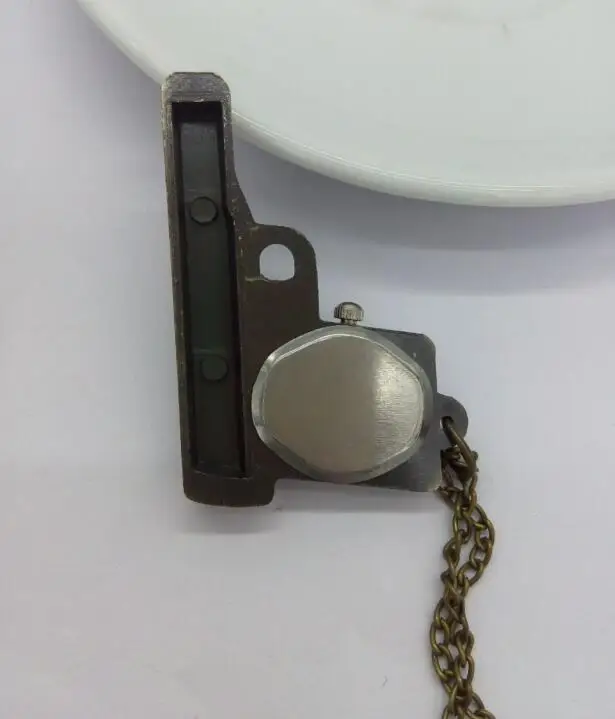 

Antique Bronze Gun Machine Pocket Watch Necklace Pedant Xmas Gift 10pcs/lot P58