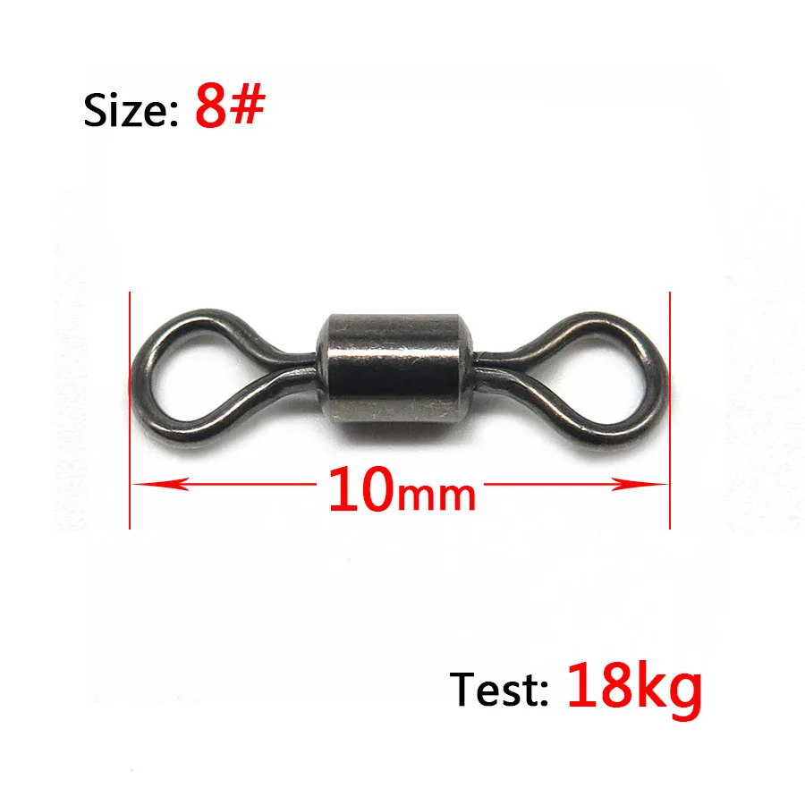 Size 8 Minfishing 100 шт. рыболовные Вертлюги Из Нержавеющей Стали, Вертлюг, размер 2#~ 14# рыболовные аксессуары, разъем для крючка - Цвет: Size 8