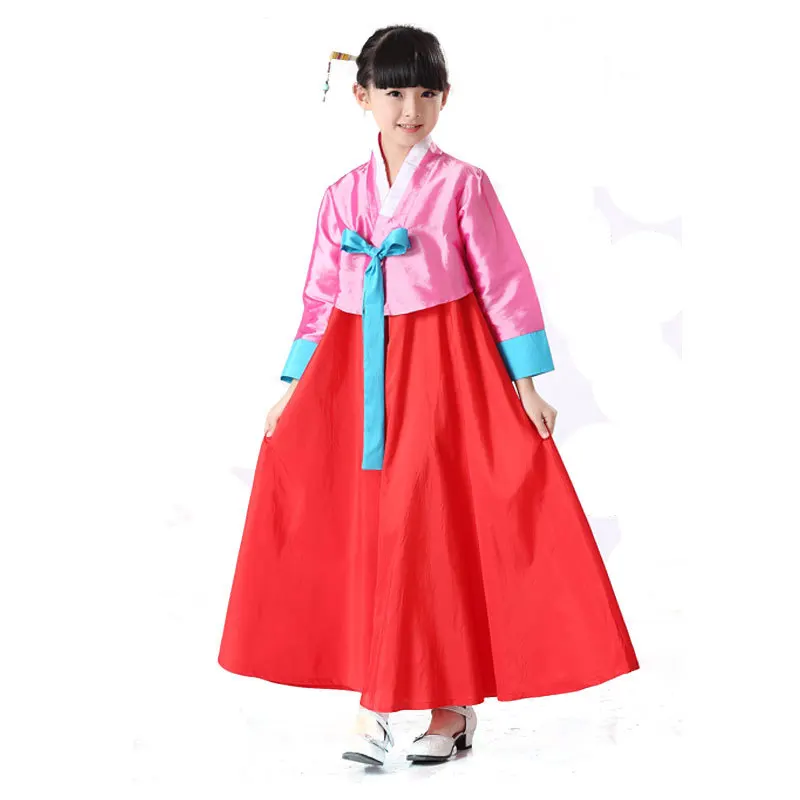 Новинка 120 150 см детская блузка Hanbok + юбка для девочки костюм сценических танцев