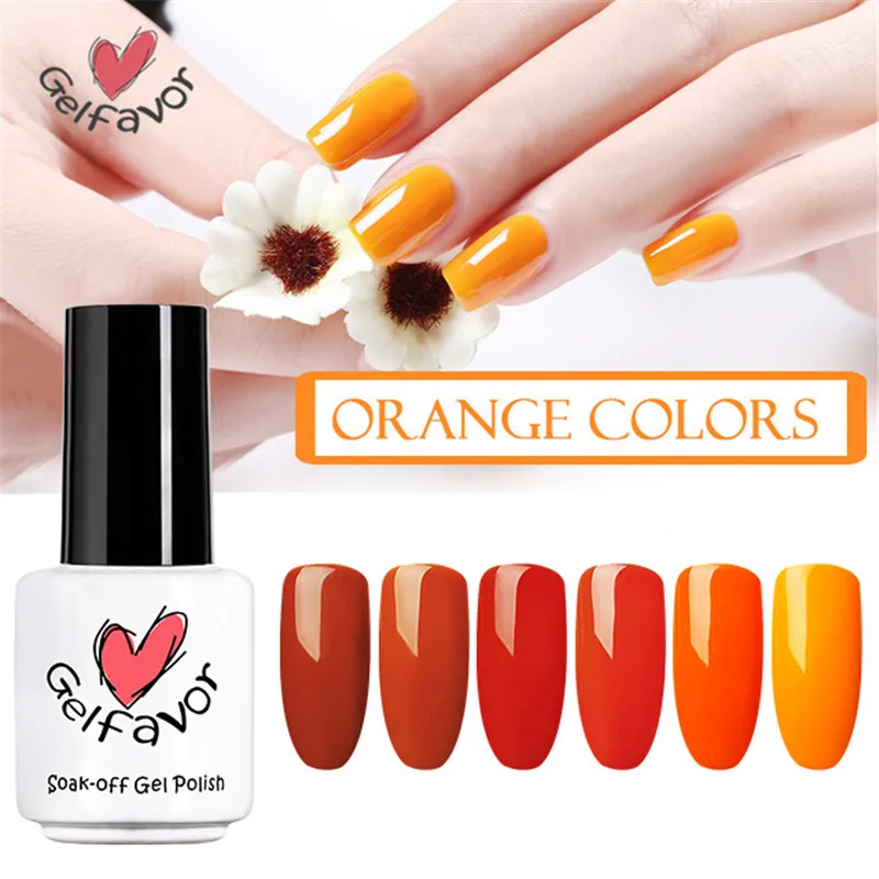 Gelfavor серия белая бутылка УФ светодиодный lemp vernis лак для ногтей оранжевый цвет
