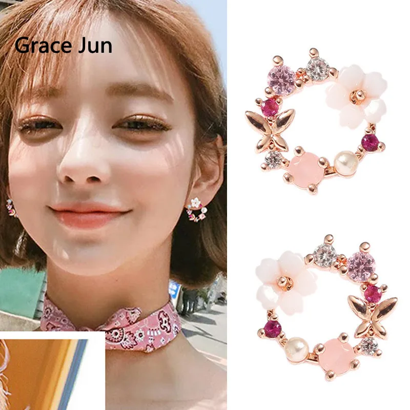 

New Hot Sale Small Flower Clip on Earrings No Pierced for Women Fashion Elegant CZ Round Circle Hollow-out No Hole Ear Clip