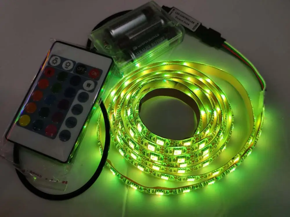 0 5 м/1 м/2 м/шт. 4 в 3aa батарея мощность 5050 LED Гибкая RGB Изменение цвета 16 цветов с 24