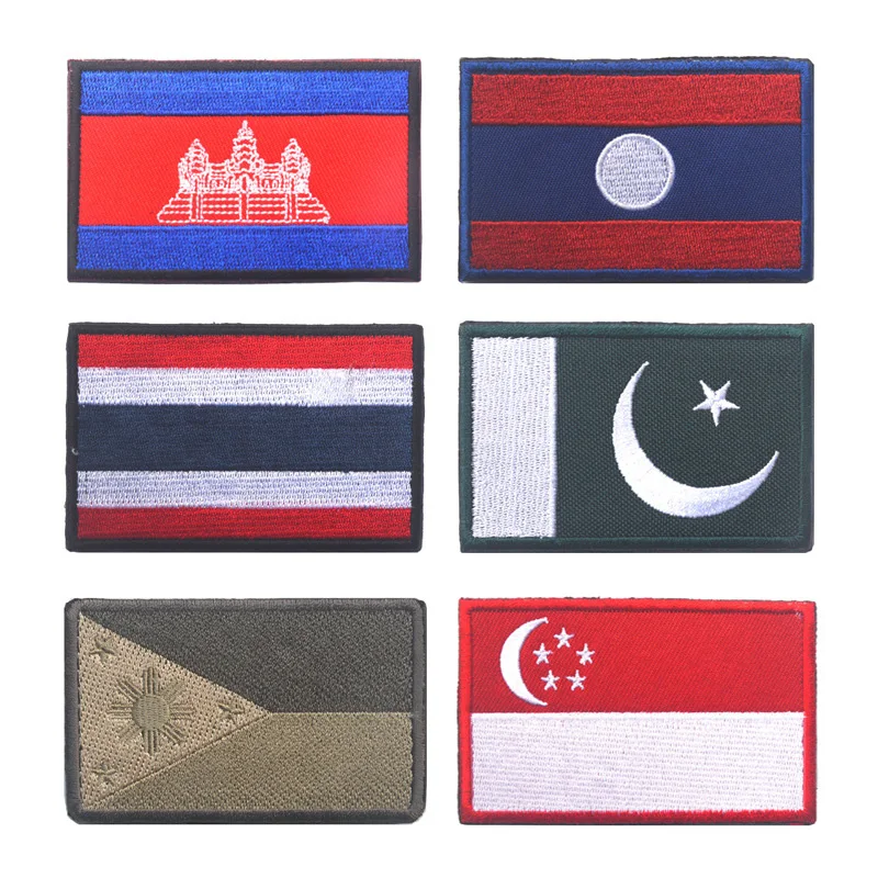 Азиатские страны флаги 8*5 см патч Камбоджа Лаос Таиланд Пакистан Филиппины