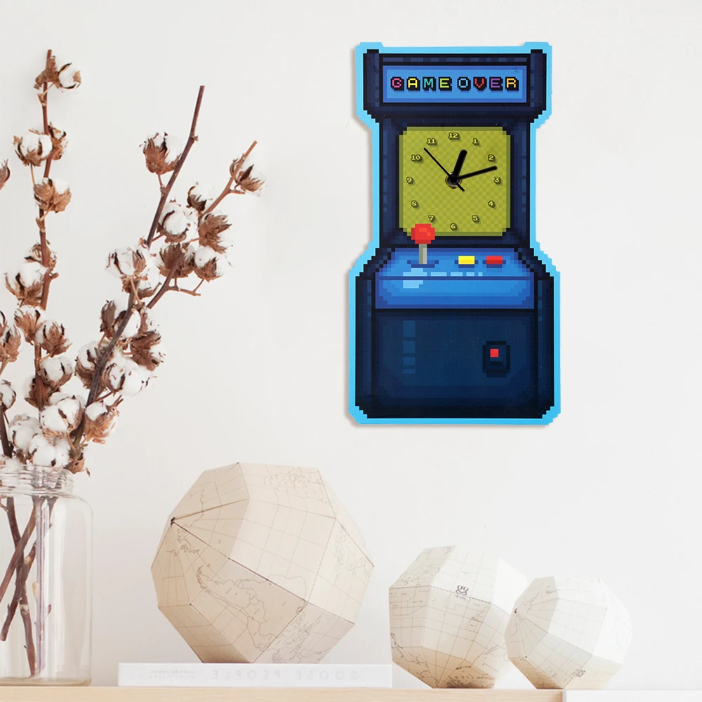 Винтажные аркадные игровые автоматы дизайн Современные настенные часы игра над Fuuny настенные часы декоративные часы игровая комната Декор геймеры подарок