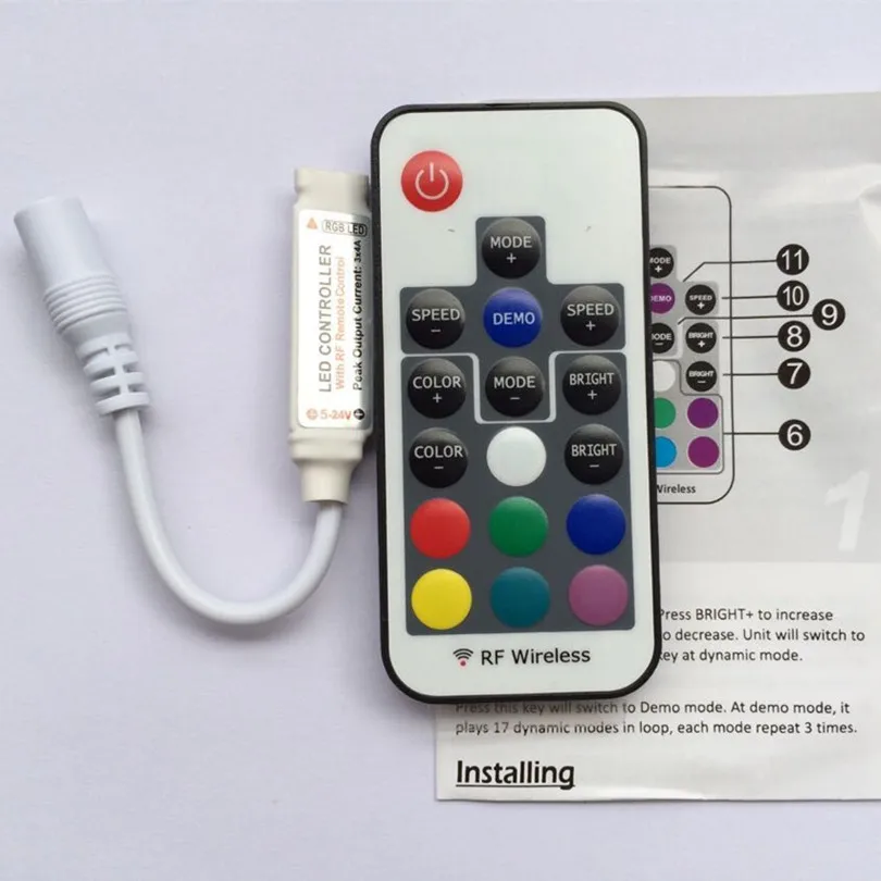 Dc12v 24v 3 канала 12a RF беспроводной мини rgb led пульт дистанционного управления для