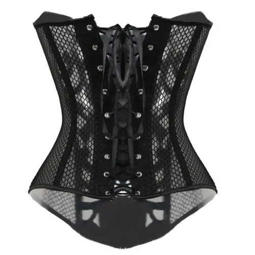 

2018 Sexy Waist Trainer Brocade Corsets Bustiers Embroidery Lace Up Corselet Gothic Mesh Body Shaper Black White Cummerbunds