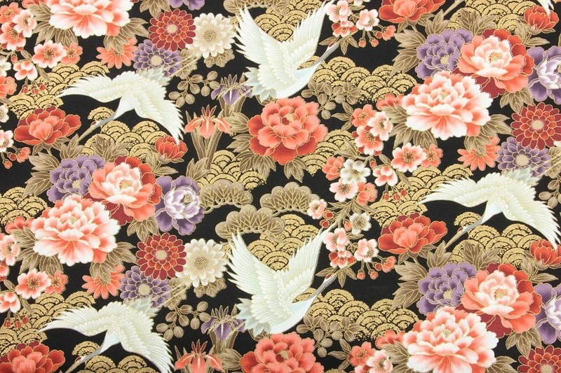 Половина ярд японский мягкий бриз кран с позолотой из набивной ткани