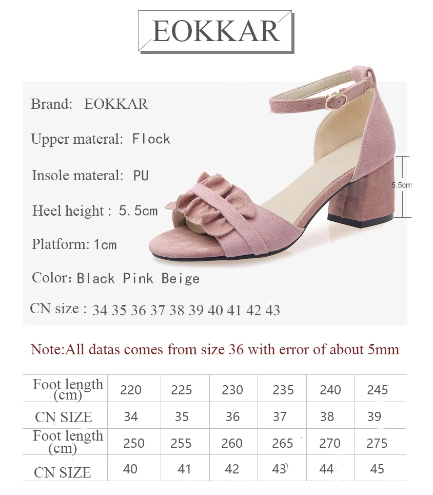 Женские босоножки Eokkar 2019 летние туфли лодочки с открытым носком и ремешком на