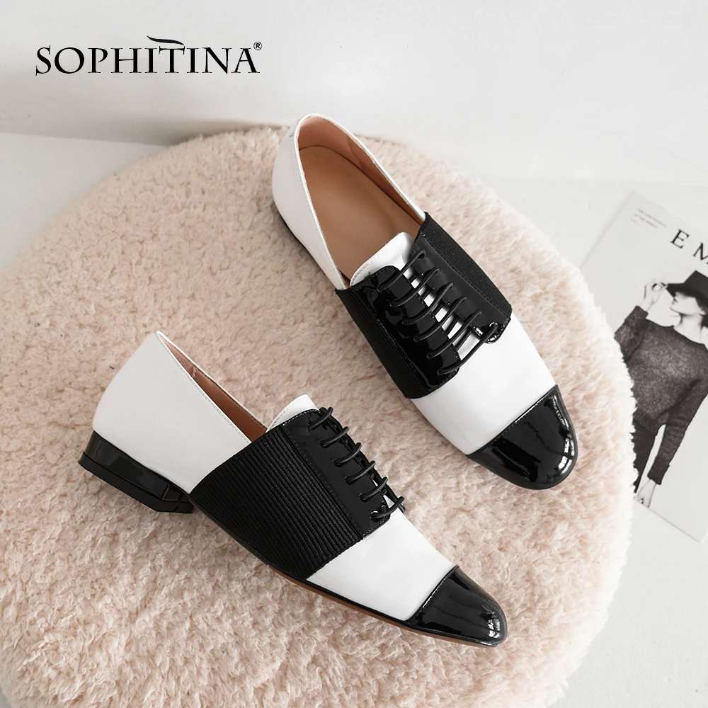 SOPHITINA/Новые повседневные туфли-лодочки; удобные женские туфли на низком квадратном каблуке с круглым носком; модные туфли с эластичными лентами; весенние туфли-лодочки с узкими лентами; MO50