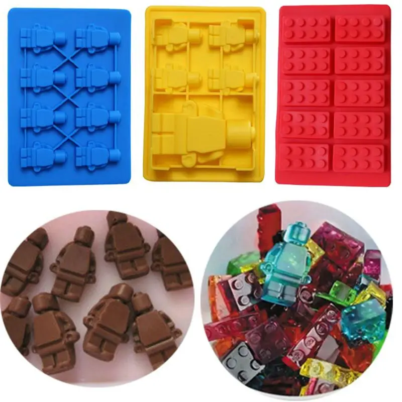 3PC/LOT Lego Brick Robot Figure Man silicone cake mold chocolate mold DIY Ice Cube ice cube tray soap Cake Baking Mold Cake Pan