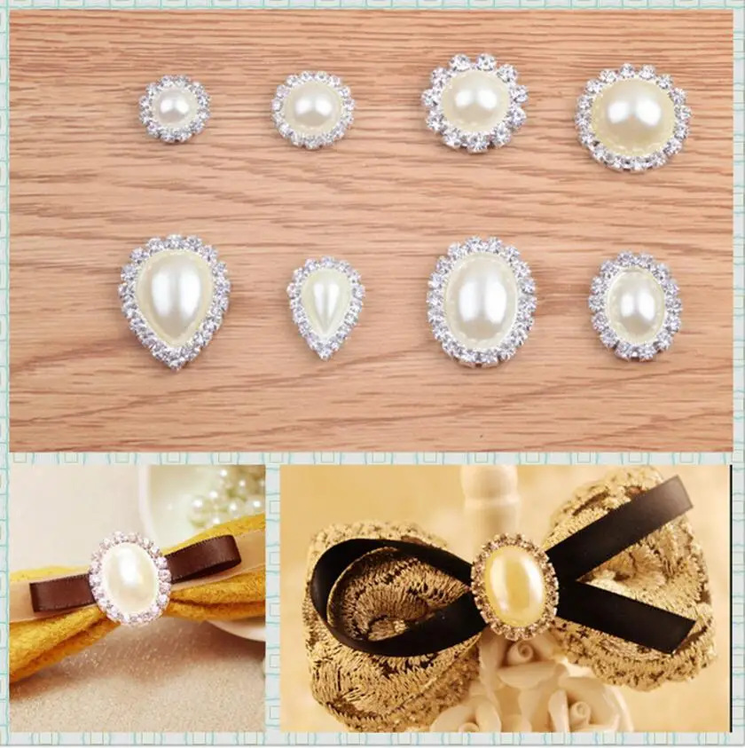 10 шт. посеребренный сплав + жемчужные бусины кнопка для Скрапбукинг поделки шитье