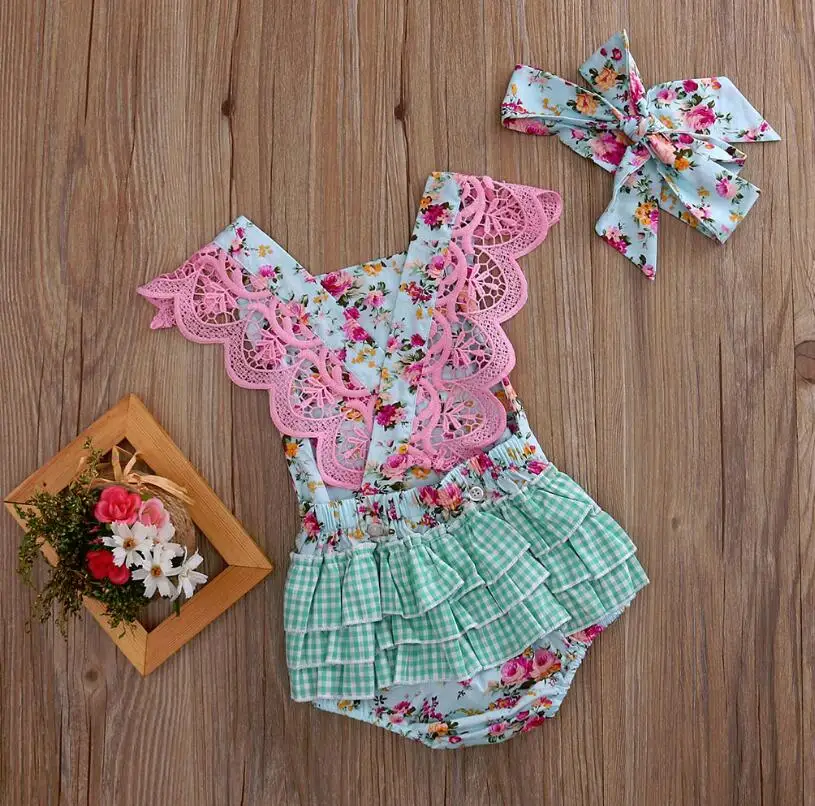 В наличии в США одежда с цветочным рисунком для новорожденных девочек кружевной