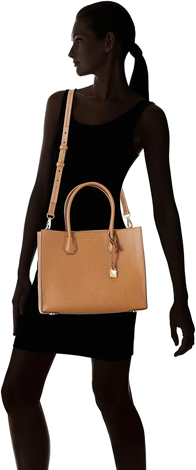 Michael Kors Mercer Ladies Large Leather Tote Handbag (Acorn/Gold) Luxury Handbags For Women Bags Designer by MK | Багаж и сумки
