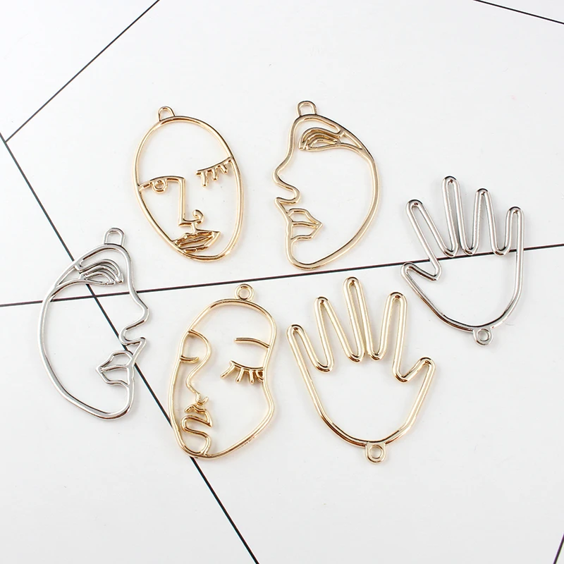 15 шт. кулоны для лица проволочные подвески ручная подвеска Hamsa абстрактные