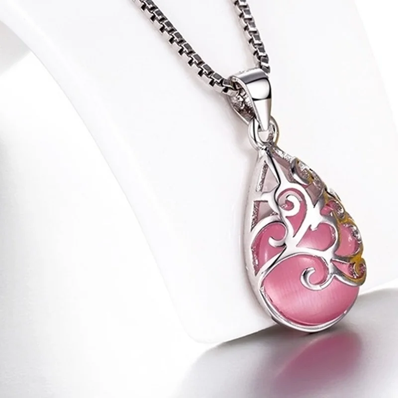 2019 New Fashion Silver Pink White Water Drop Pendant For Women Ladies Girls Birthday Party Gifts Jewelry Wholesale | Украшения и
