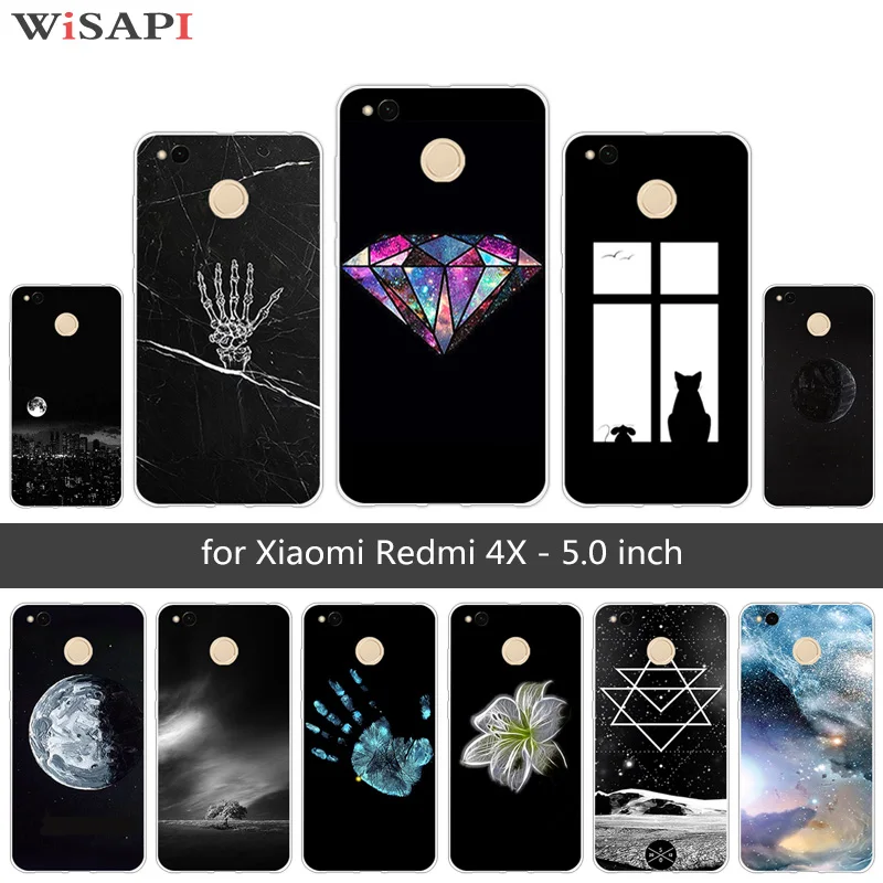 for Xiaomi Redmi 4X 4 X Case Soft Silicone For Redmi4X xiomi 4x Black Cover 5.0 inch Phone Moon Capa |